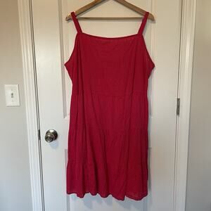 Old Navy Hot Pink Swiss Dot Tiered Mini Dress Women's Plus Size 3X Pockets Boho